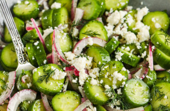 close up of Cucumber Feta Salad