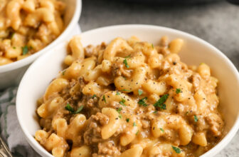 homemade one pot cheeseburger macaroni in a bowl