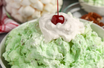 plated Watergate Salad with marshmallows