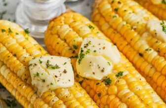 plated Air Fryer Corn on the Cob