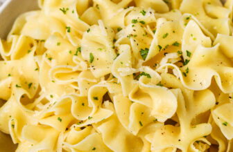 close up of Buttered Noodles