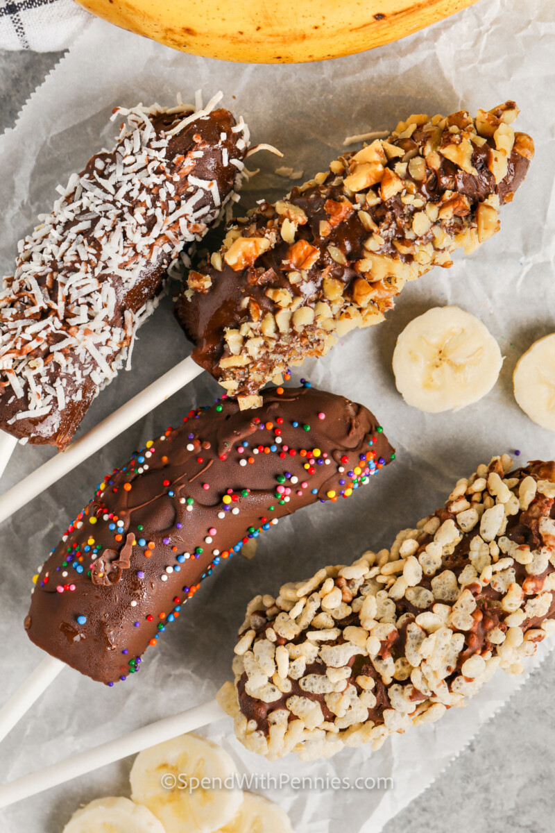 top view of Chocolate Covered Bananas