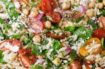 Easy Orzo Pasta Salad in a bowl