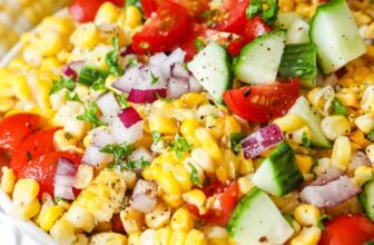 fresh corn salad in a serving bowl