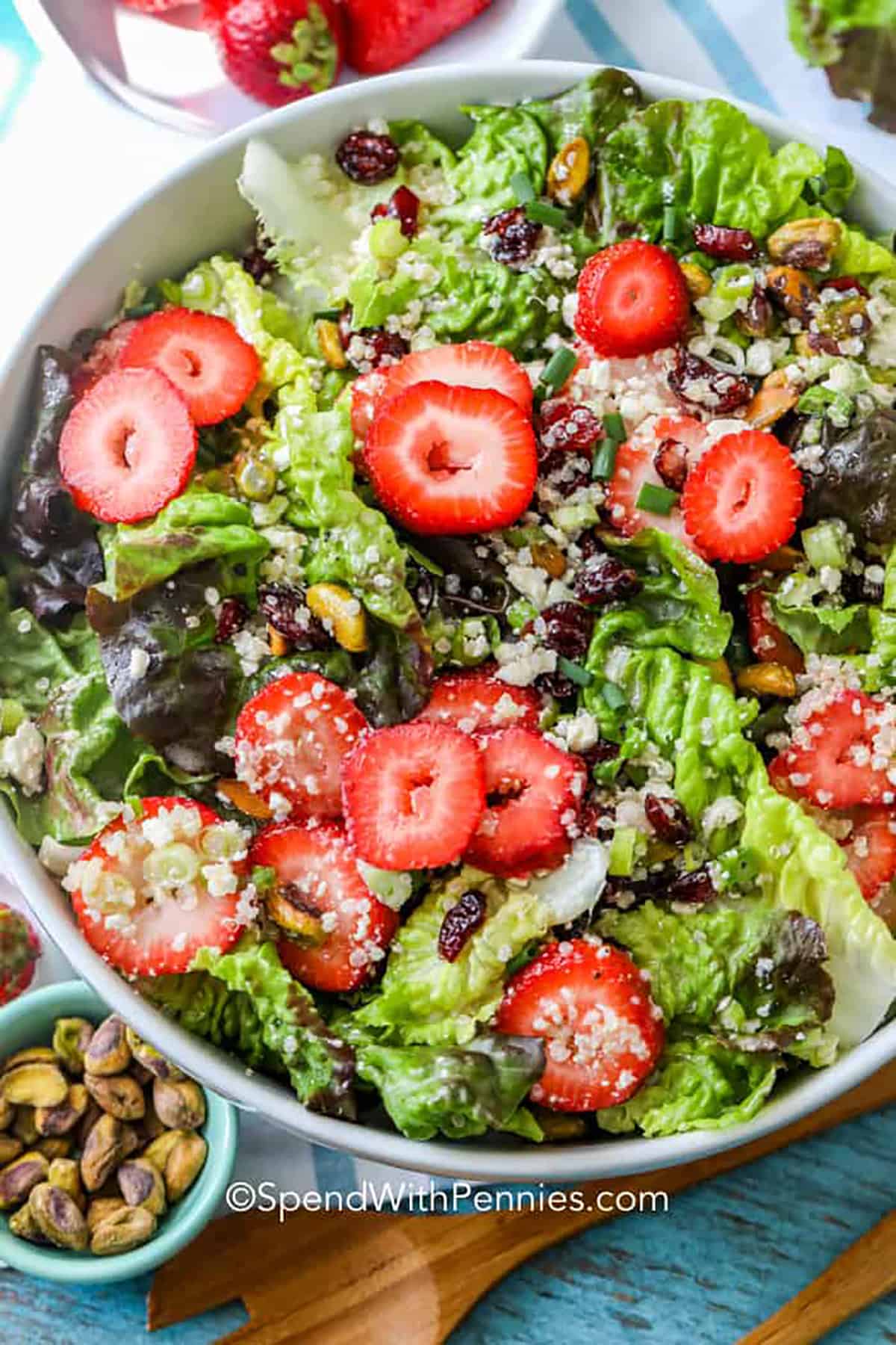 bowl of Pistachio Strawberry Salad