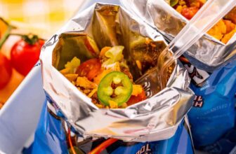 a taco in a dorito bag with a fork