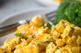 shrimp kabobs piled on a plate