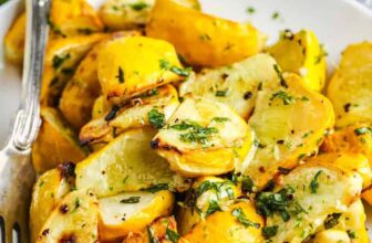 plated Roasted Patty Pan Squash with herbs