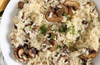 Creamy Mushroom Risotto in a bowl