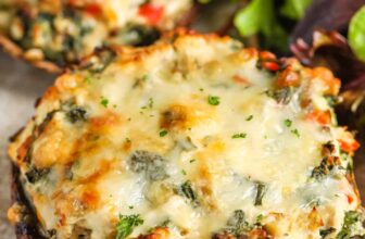 cheesy Stuffed Portobello Mushrooms on a plate