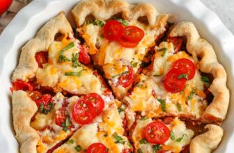 Tomato Pie cut into slices