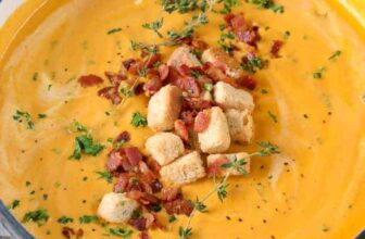 Overhead shot of Pumpkin Soup in pot