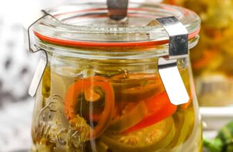 close up of Quick Pickled Jalapenos in jars