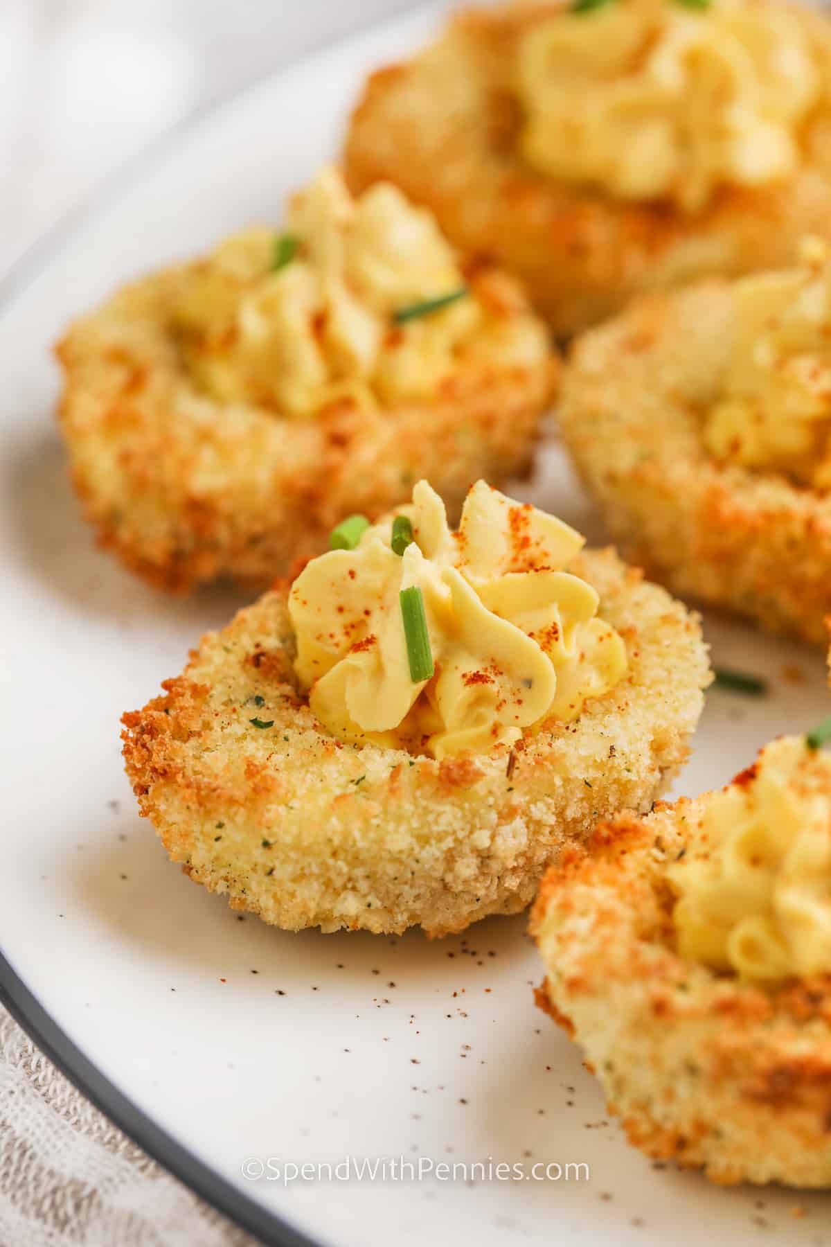 Fried Deviled Eggs with paprika