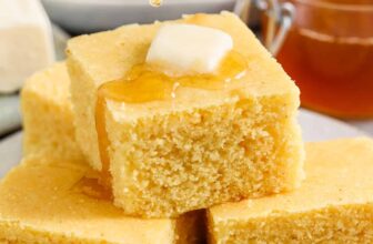 Homemade Cornbread with butter and honey