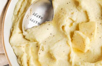 Parsnip Puree in a bowl with a spoon