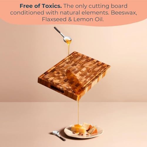 Large End Grain Chopping Board [3.8 cm Thick]. Teak Wood Butcher Block