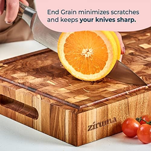Large End Grain Chopping Board [3.8 cm Thick]. Teak Wood Butcher Block