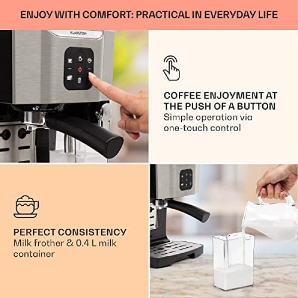 KLARSTEIN BellaVita Coffee Machine 3in1 Coffee Maker, Espresso