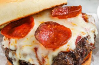 cooked Pizza Burger on a bun