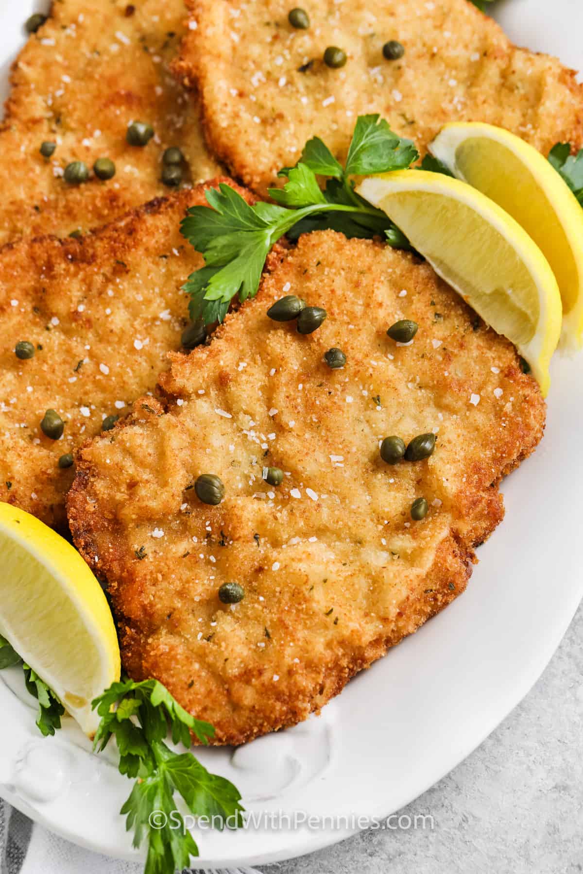 close up of Schnitzel on a plate