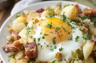 Corned Beef Hash on a plate with parsley