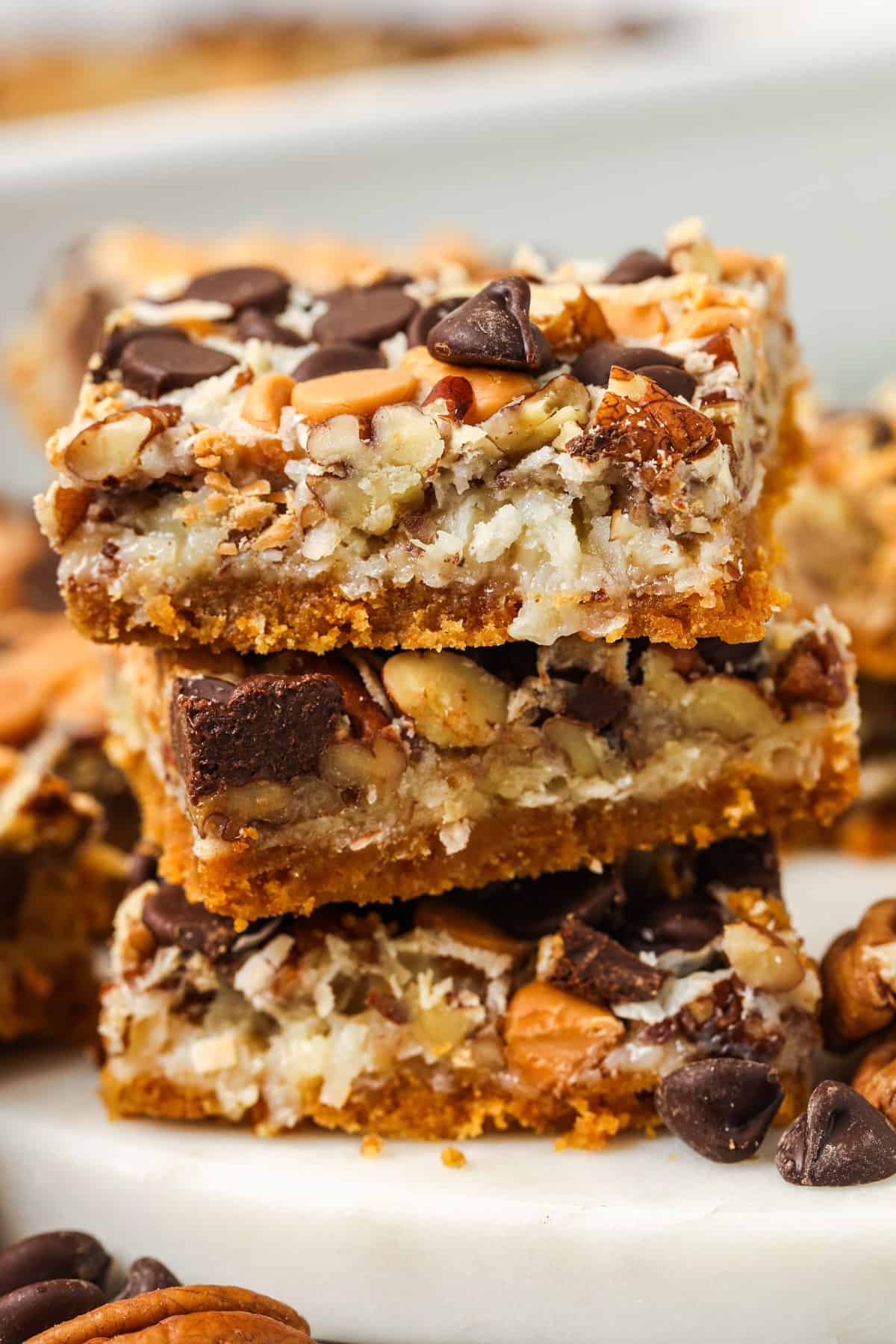 close up of cooked Magic Cookie Bars