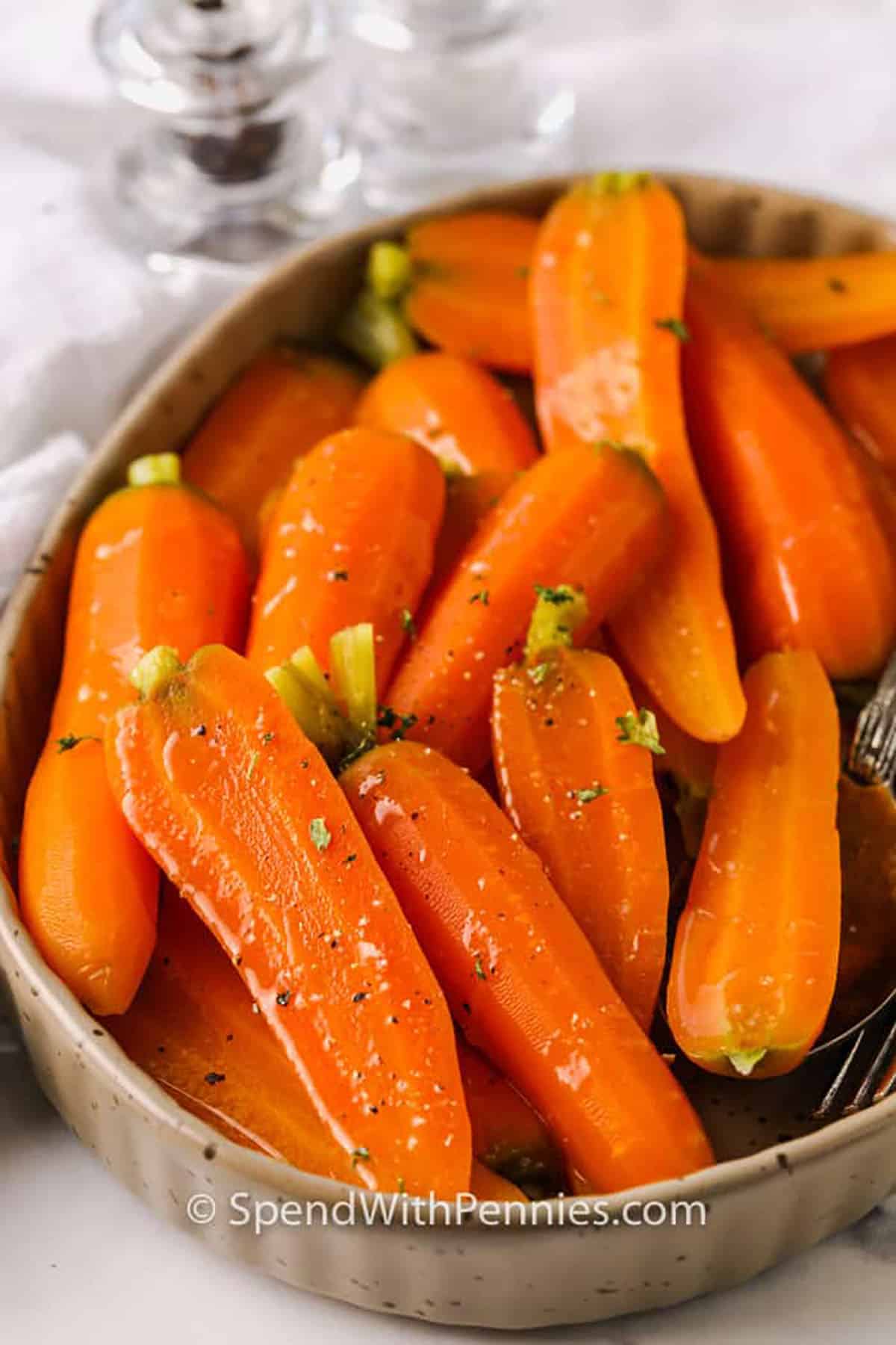 plated and seasoned Steamed Carrots