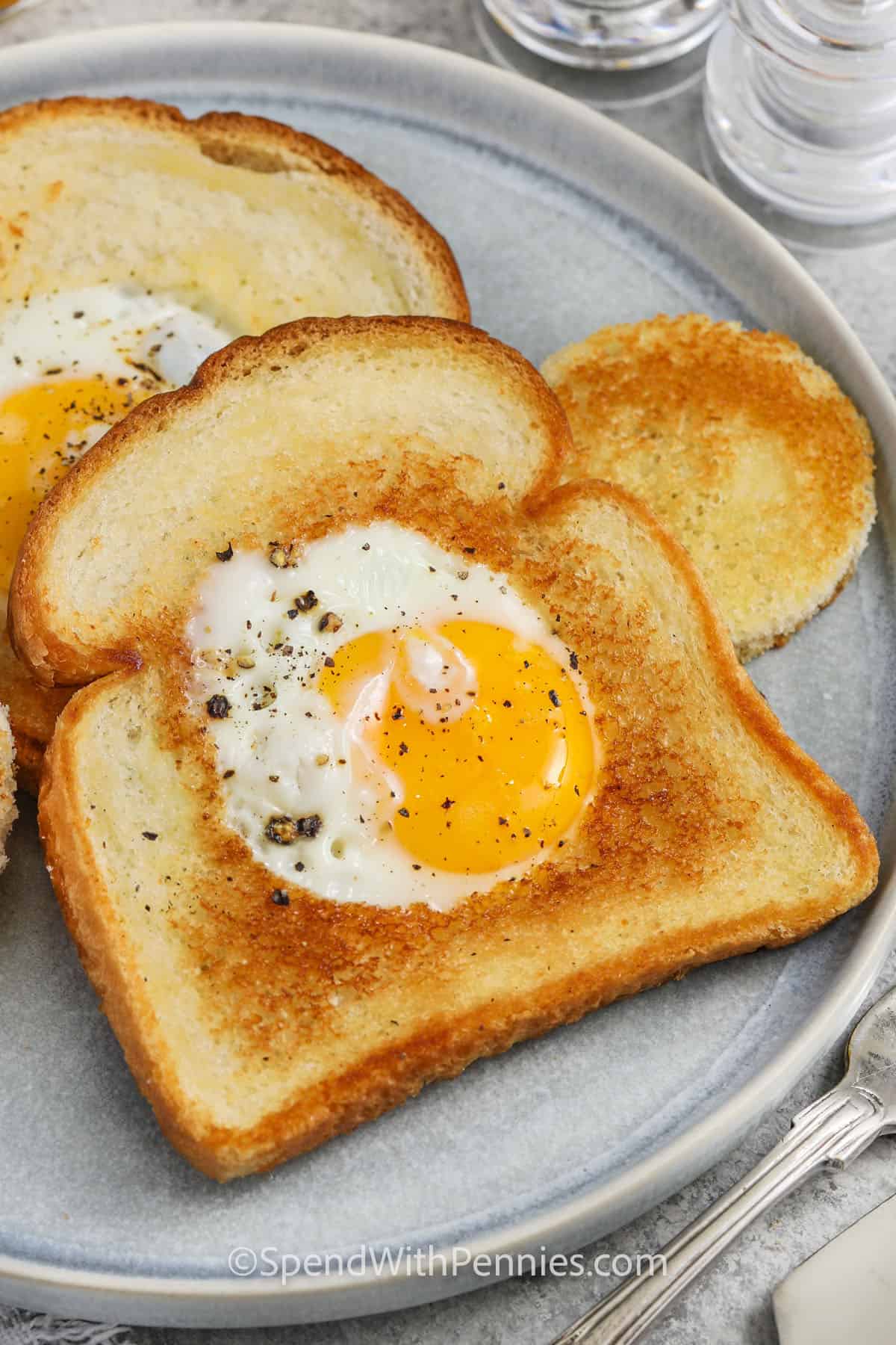 close up of Eggs in a Basket on a plate